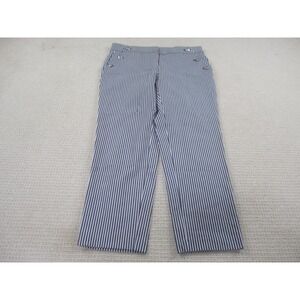 LOFT Pants‎ Womens 10 Navy White Stripe The Riviera Slim Sailor Button Nautical